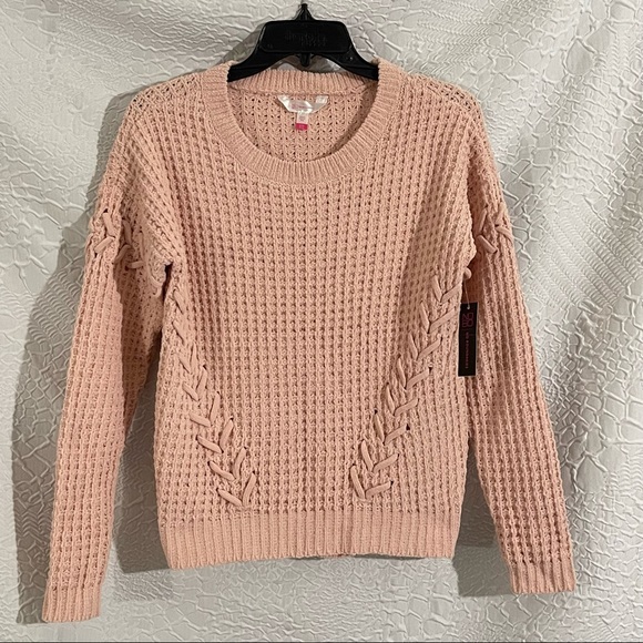 No Boundaries Sweaters - NWT! pink Crochet Knit Pullover Scoop Neck Long Sleeve Sweater Shirt